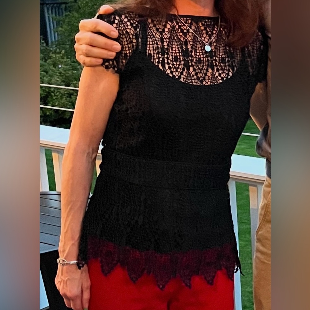 Chic Black Lace Women's Top ‘Think Cocktails, Date Night, New Years Eve’
